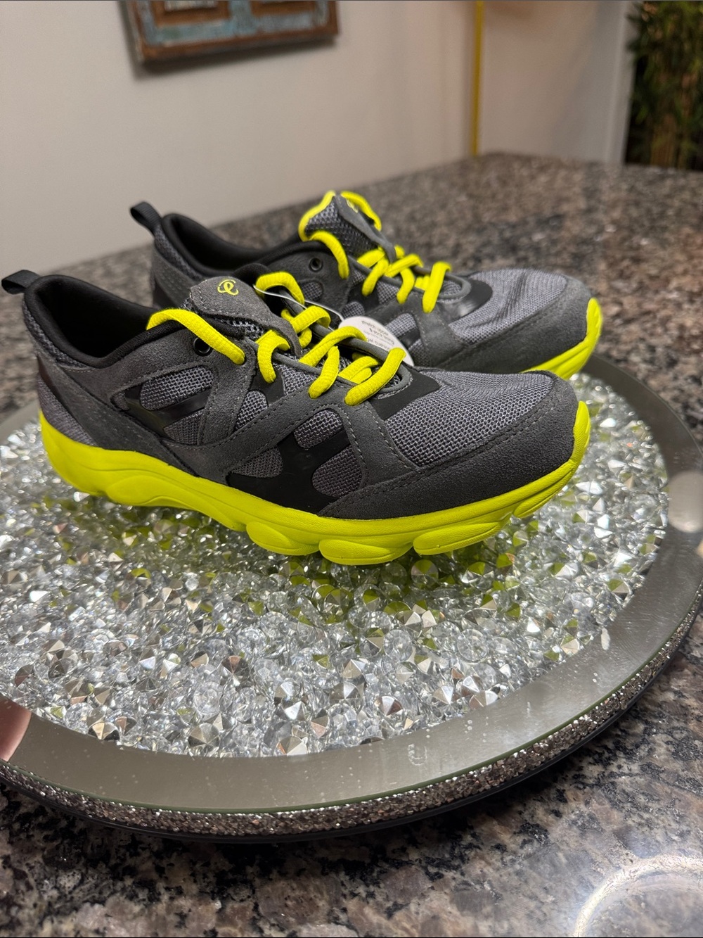 Easy Spirit E360 Gray with Neon Yellow Athletic Sneakers NWT 8 - Picture 7 of 13